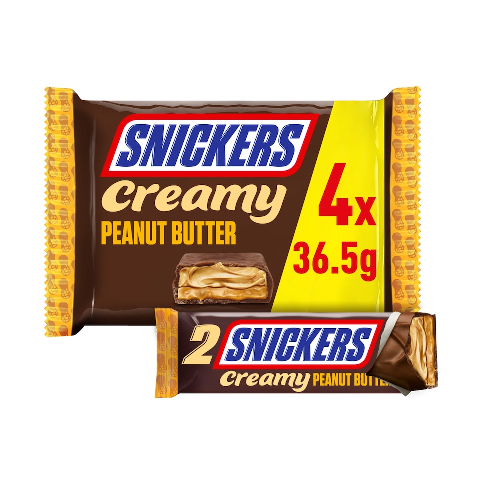 image 1 of Snickers Creamy Peanut Butter & Milk Chocolate Duo Bars 4 x 36.5g