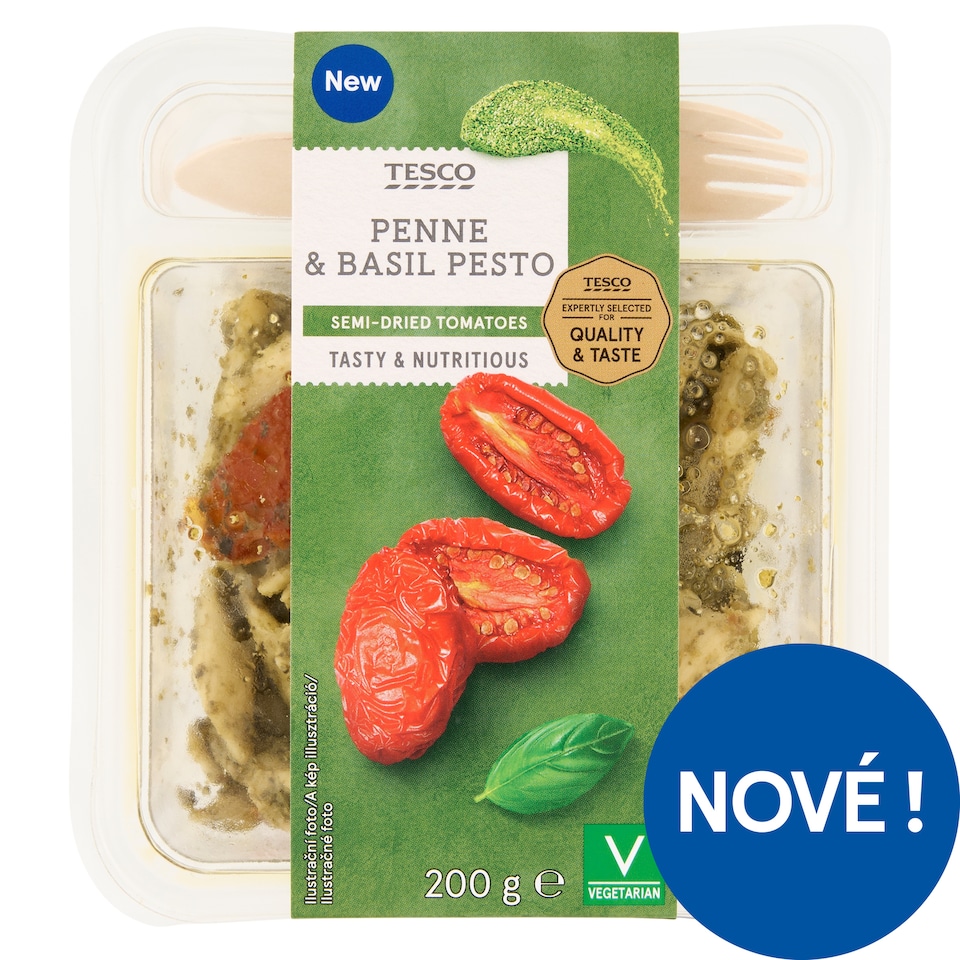 Tesco Penne & Basil Pesto 200g