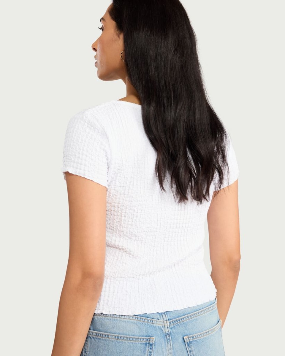 image 1 of F&F Textured Button Front Top in Cream