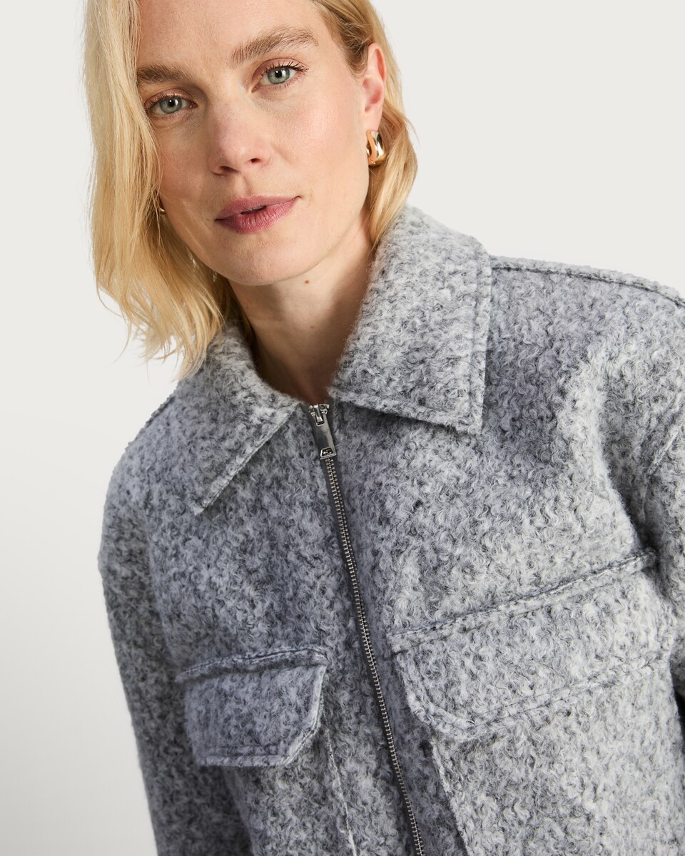 image 1 of F&F Textured Pocket Front Zip Up Jacket in Grey