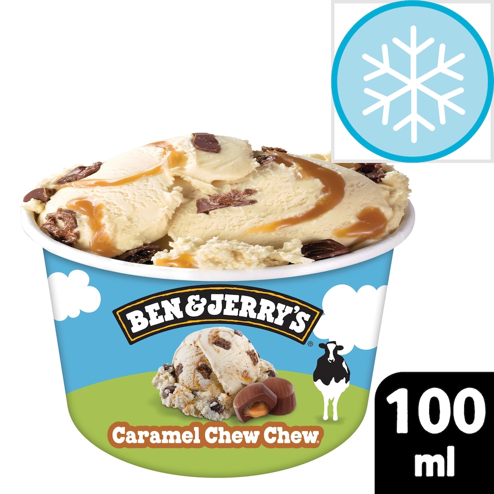 image 1 of BEN & JERRY CARAMEL CHEW CHEW ICE CREAM TUB 100ML