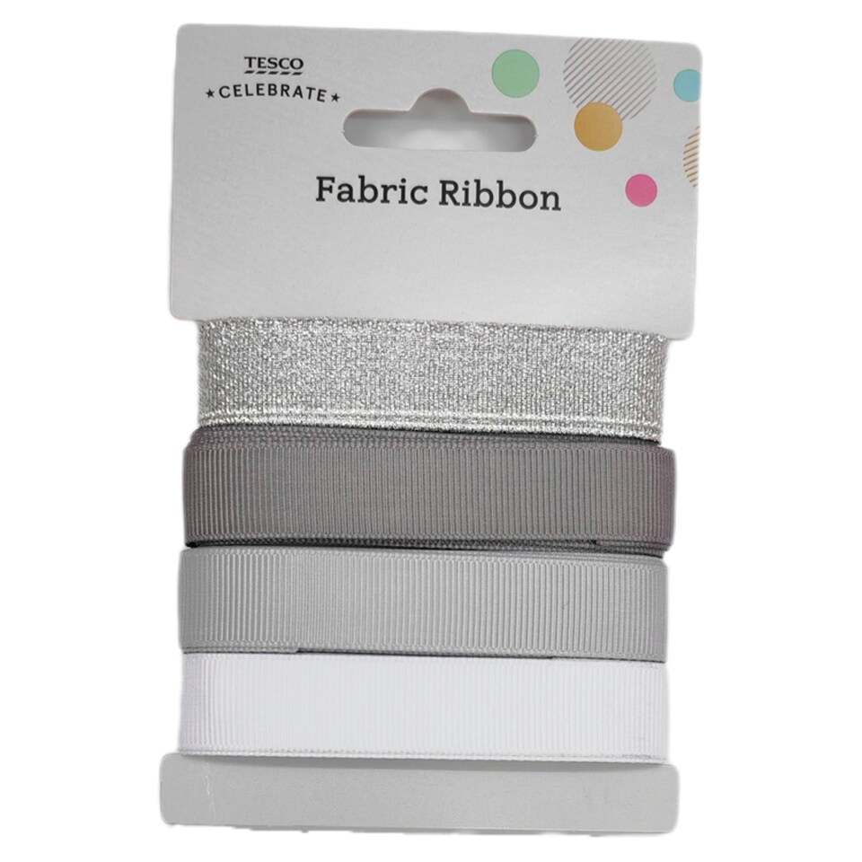 Tesco Fabric Ribbon Grey Multipack