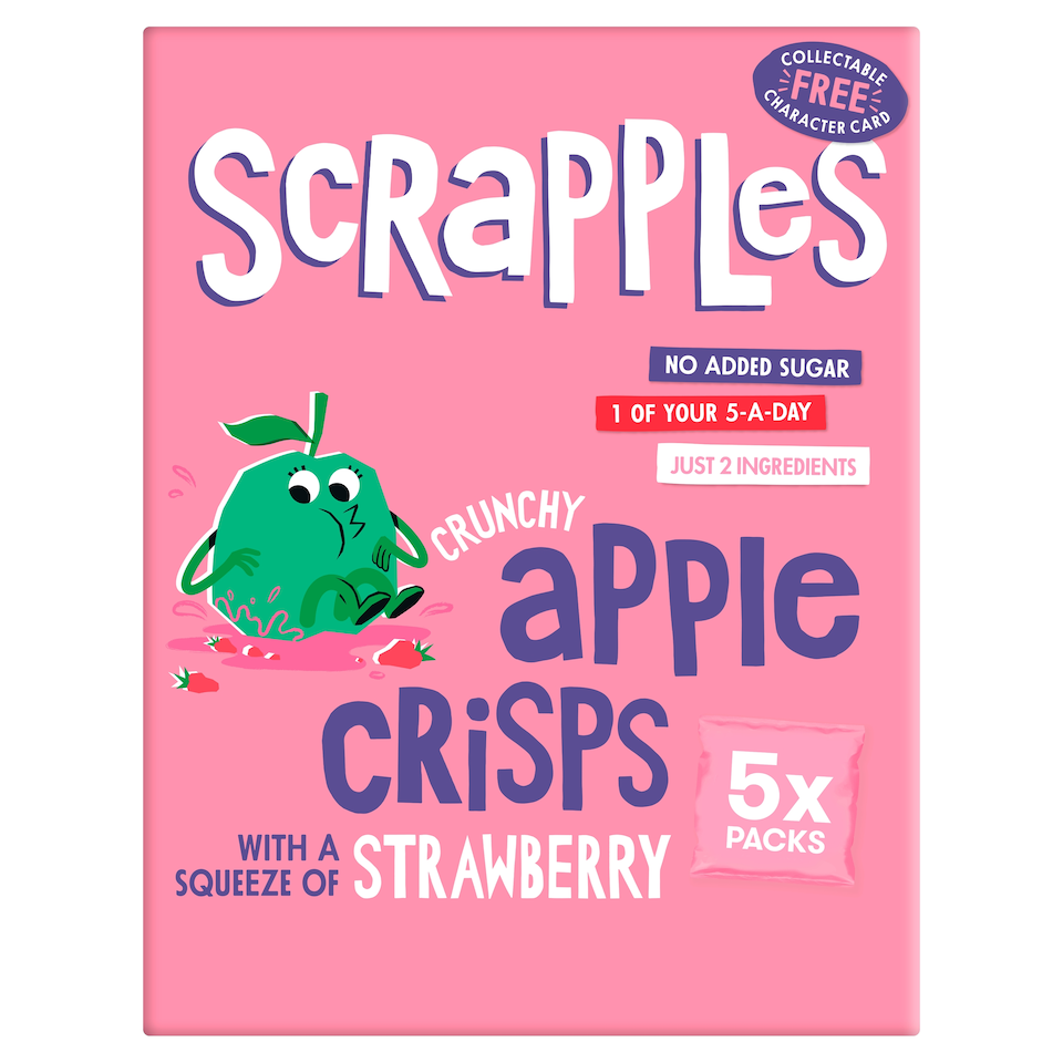image 1 of Scrapples Crunchy Apple Crisps with a squeeze of Strawberry Multipack (5x12g) 