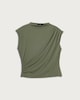 image 4 of F&F Polyamide Draped Ruched Sleeveless Top in Khaki