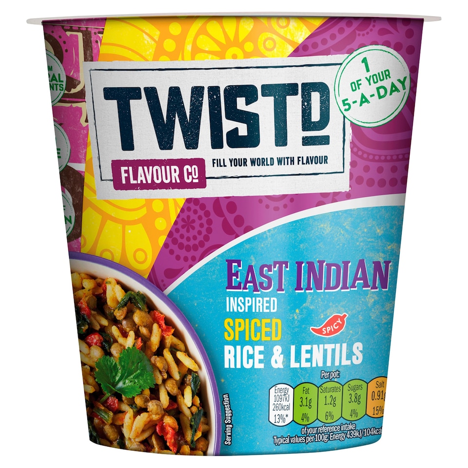 Twistd East Indian Inspired Couscous & Lentils 70G Tesco Groceries
