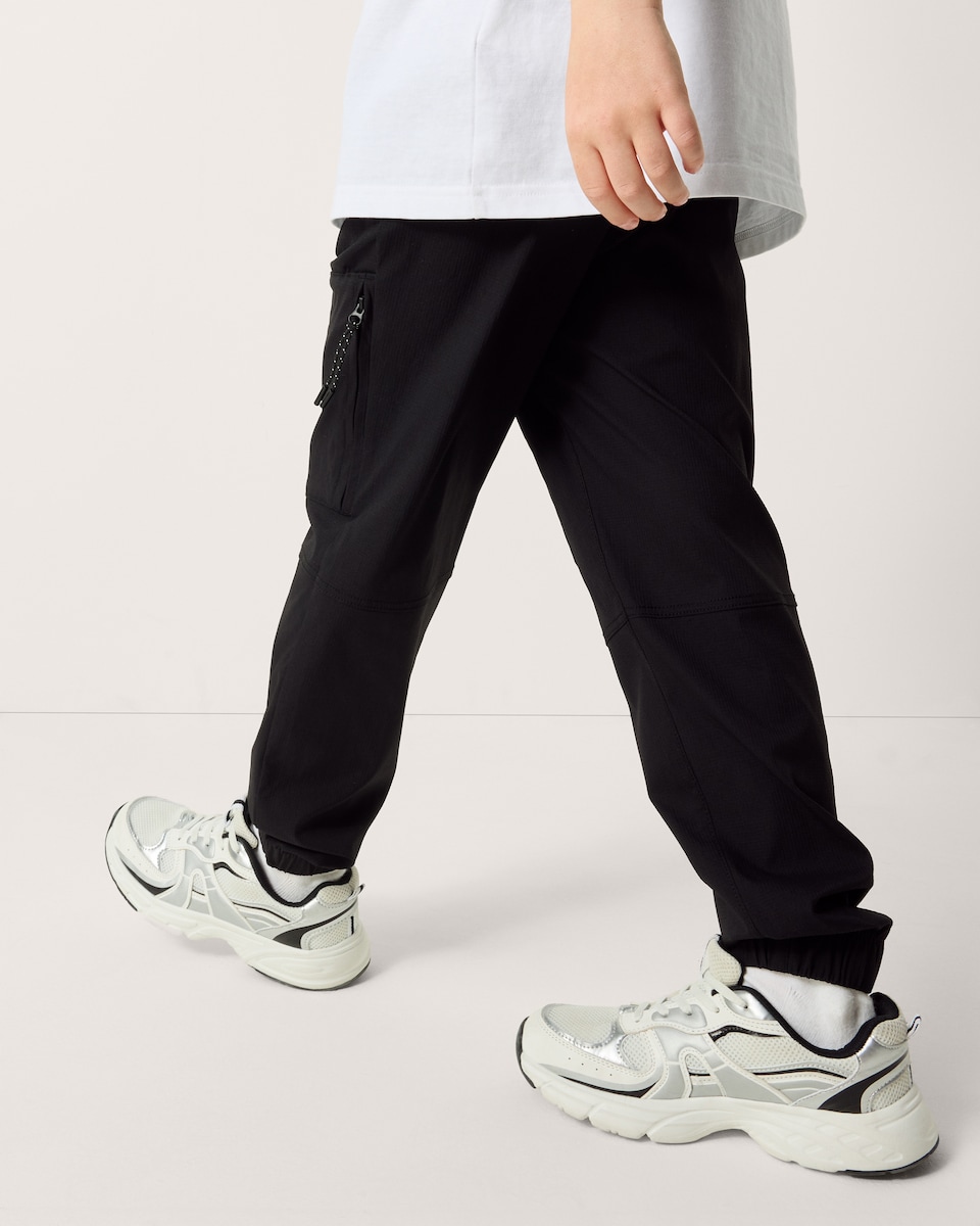 image 1 of F&F Active Boys TECHSPORT Cuffed Joggers in Black