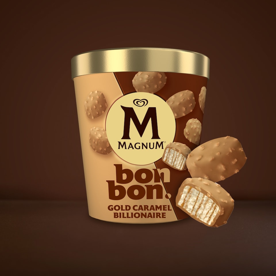 image 1 of MAGNUM BON BON GOLD CARAMEL BILLIONAIRE ICE CREAM BITES 12 PACK 204ML