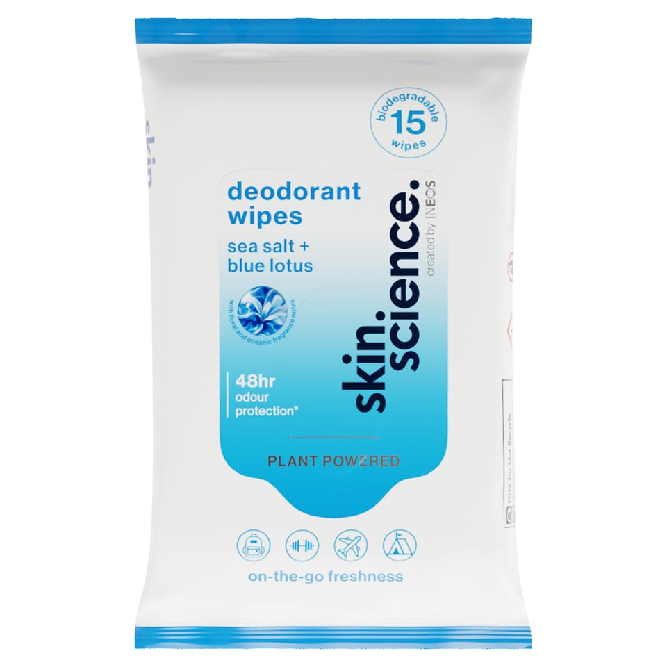 image 1 of INEOS Skin Science Sea Salt + Blue Lotus Deodorant Body 15 Wipes 