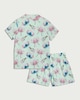 image 2 of Disney Stitch and Angel Pure Cotton Revere Short Pyjama Set in Green