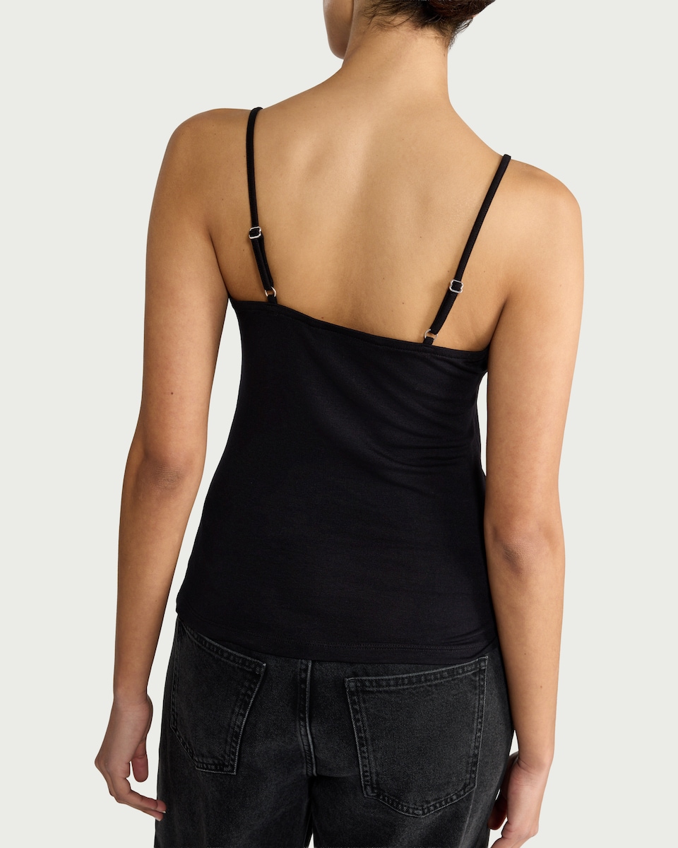 image 1 of F&F Lace Trim Strappy Vest in Black