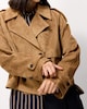image 2 of F&F Faux Suede Cropped Trench Jacket in Med Nude