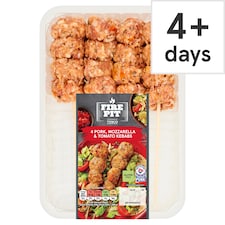Tesco Fire Pit 4 Pork, Mozzarella & Tomato Kebabs 400G