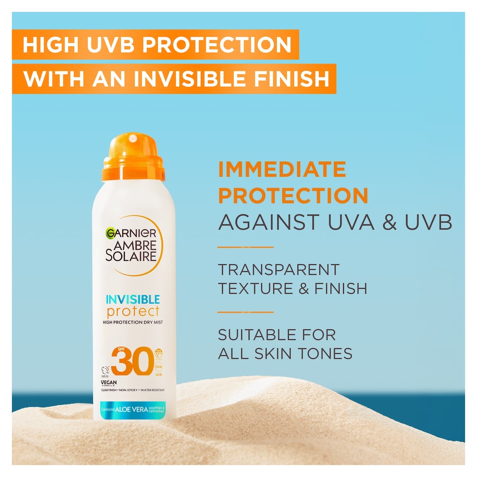 image 1 of Garnier Ambre Solaire Invisible Protect SPF30 150ml