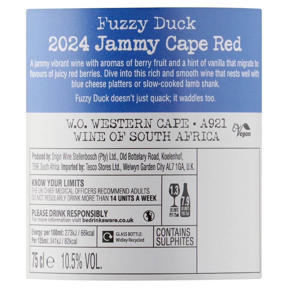 image 1 of Fuzzy Duck Jammy Cape Red 75cl