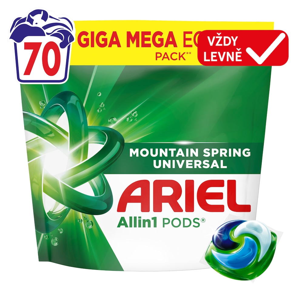 Obrázek 1 pro produkt Ariel Allin1 PODS Tekuté Kapsle Na Praní Mountain Spring Universal, 70 Praní