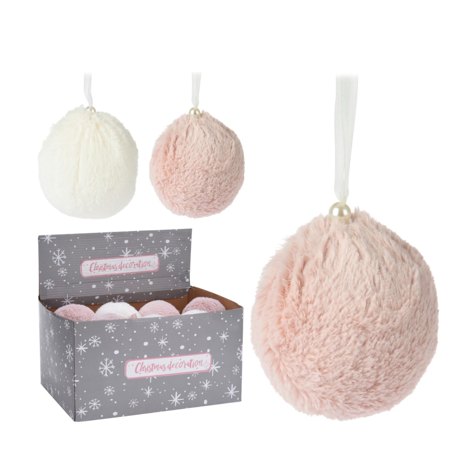 Home & Styling Christmas Pink/White Faux Fur Hanging Decoration