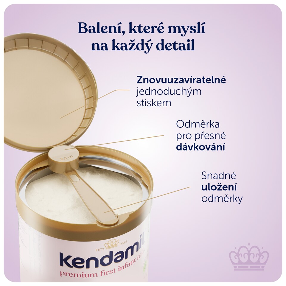 Kendamil Premium 1 DHA+ tejalapú anyatej-helyettesítő tápszer por formájában 800 g  1. kép