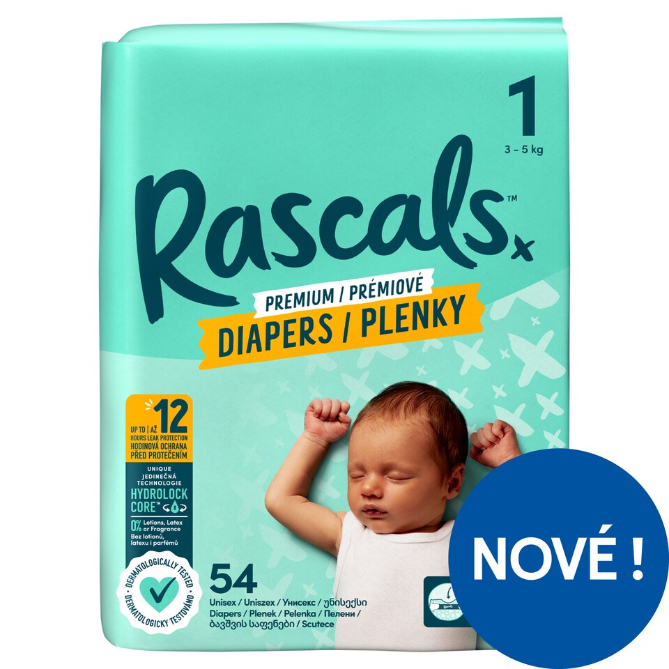 Rascals Premium Diapers 1 3-5 kg 54 pcs