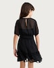 image 3 of F&F Girls Textured Smocked Waist Short Sleeved Dress in Black