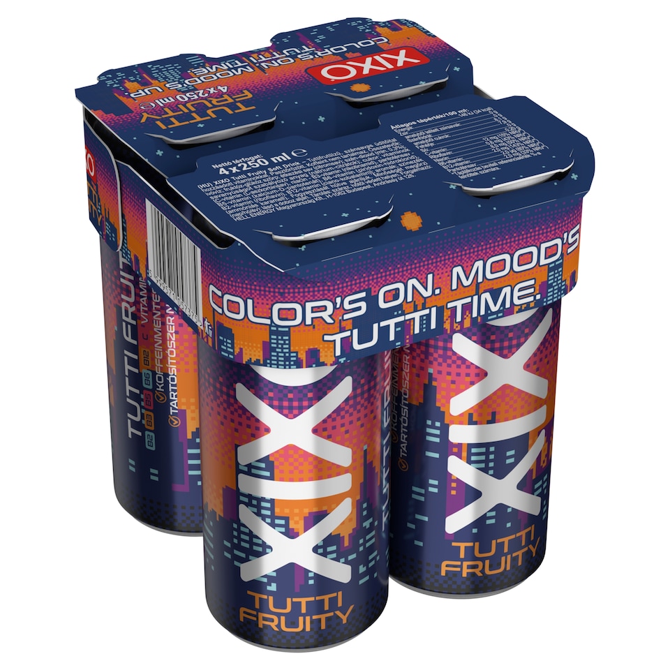 XIXO tuttifruttiízű, szénsavas üdítőital hozzáadott vitaminokkal 4 x 250 ml