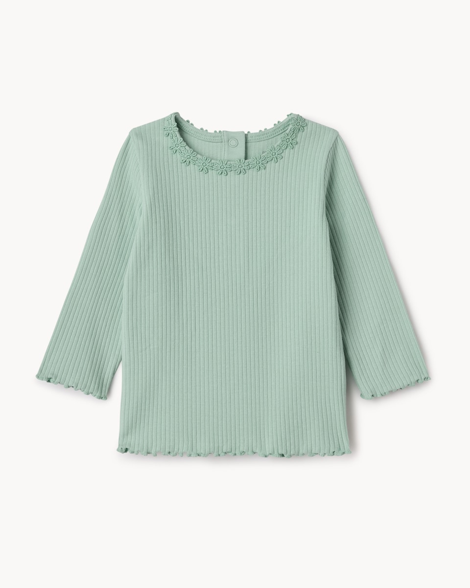 image 1 of F&F Baby 3-Pack Cotton Rich Ribbed Tops in Blue