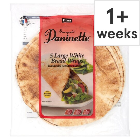 Dina 5 Large White Bread Wraps Tesco Groceries
