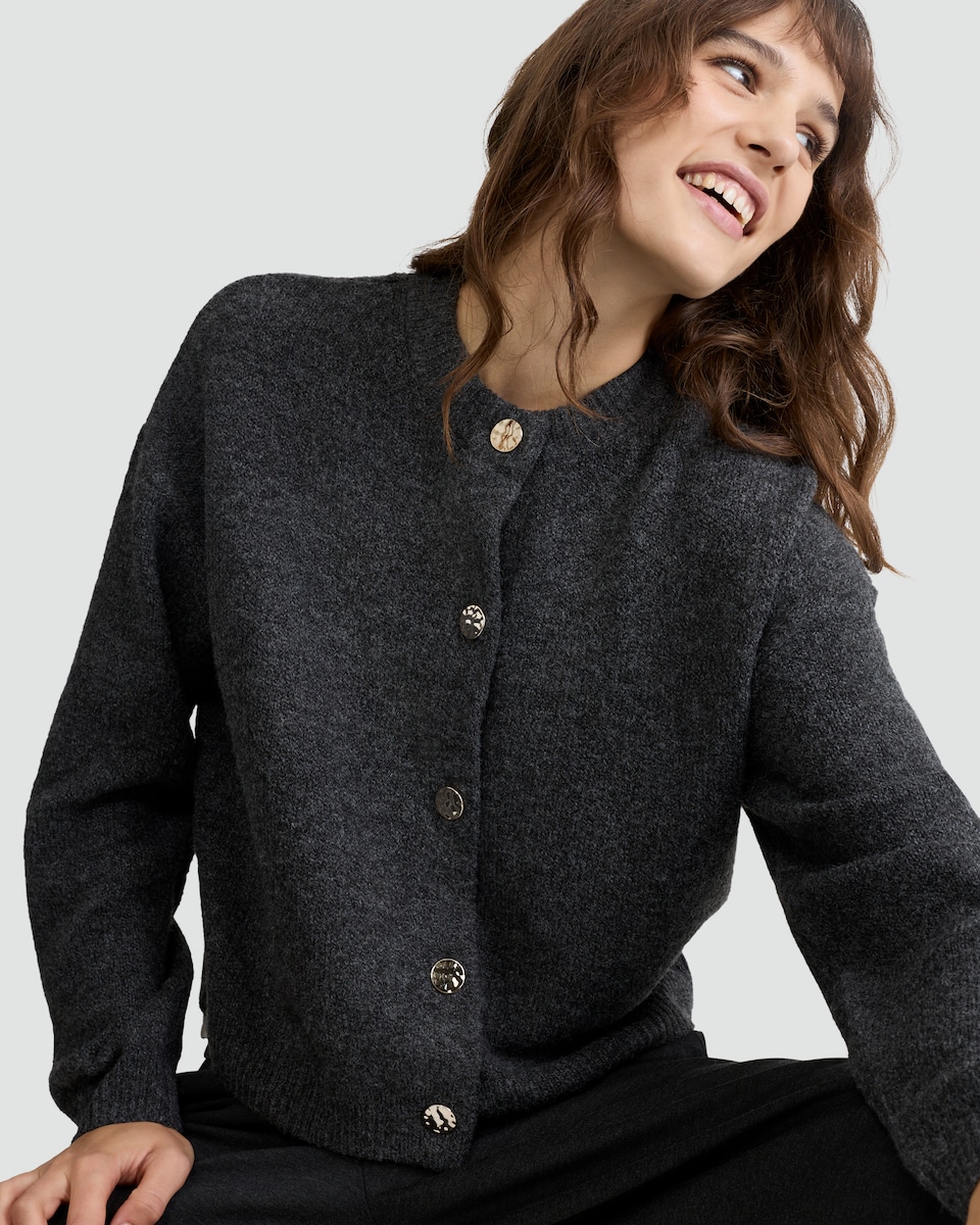image 1 of F&F Knitted Button Up Cardigan with Wool in Grey