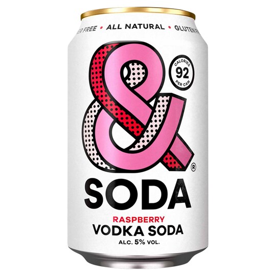 & Soda British Raspberry Vodka Soda 330Ml Tesco Groceries