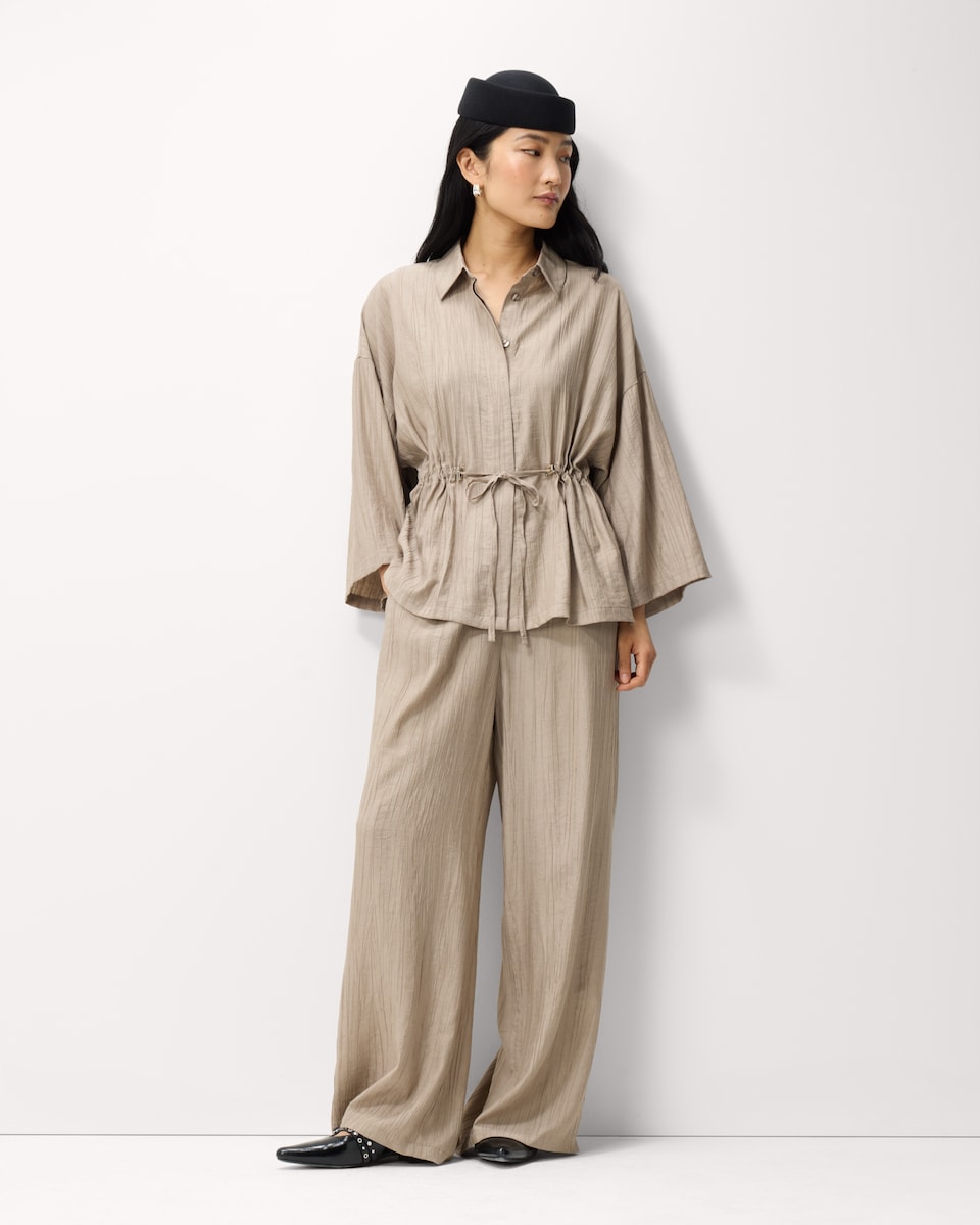 image 1 of F&F Textured Wide Leg Trousers in Mink