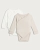 image 1 of F&F Baby 2-Pack Cotton Rich Little Love Wrap Long Sleeved Bodysuits in White
