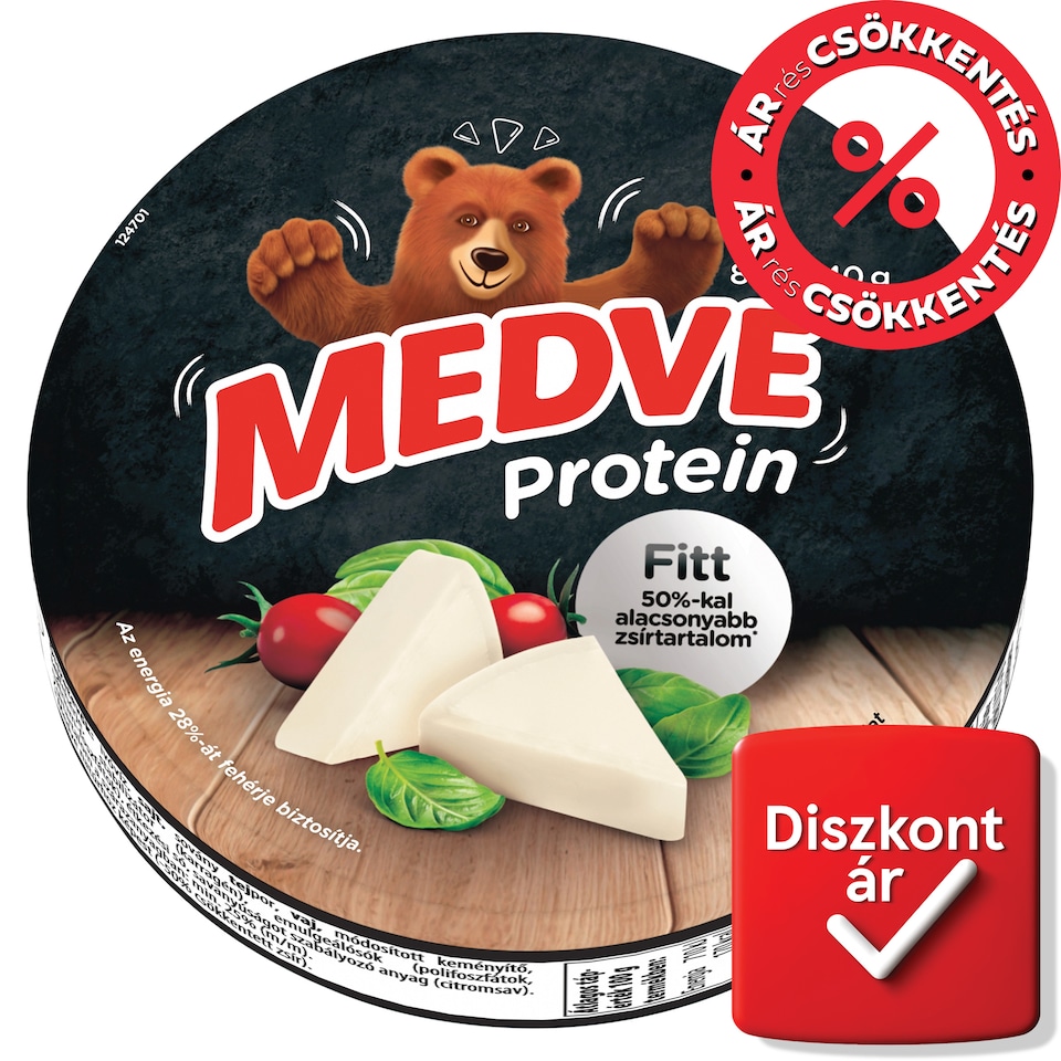 Medve Protein, fitt natúr kenhető, félzsíros ömlesztett sajt 8 x 17,5 g (140 g)