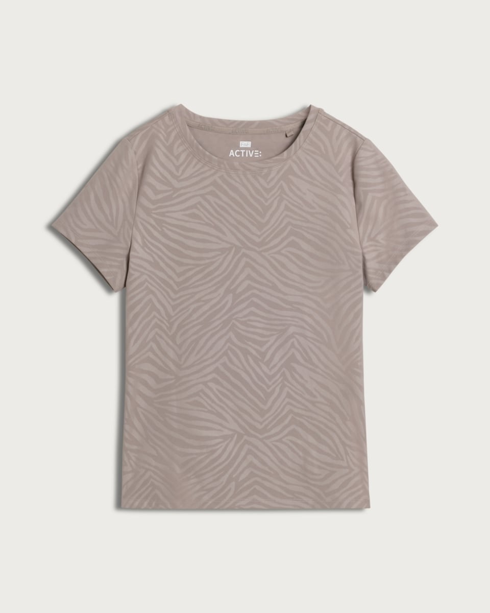 F&F Active EVERYHOUR Zebra Print T-Shirt in Brown