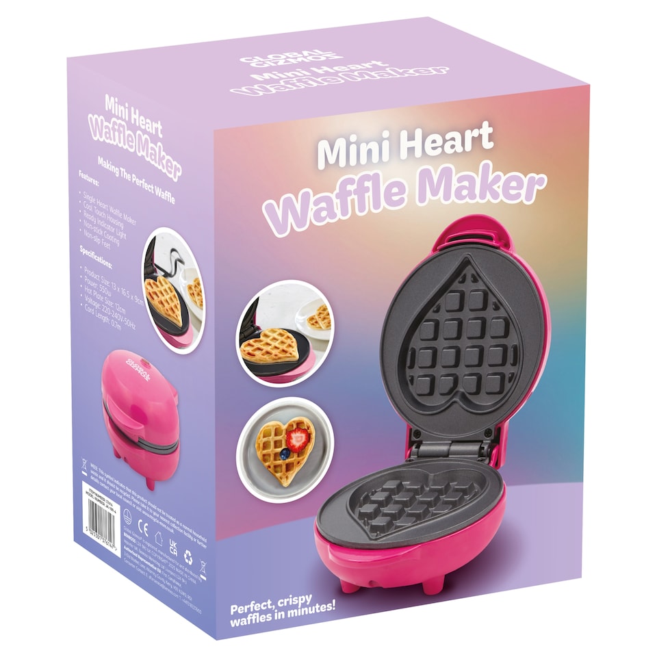 Global Gizmo Heart Mini Waffle Maker