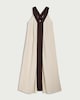 image 4 of F&F Contrast Panel Sleeveless Maxi Dress with Linen in Neutral