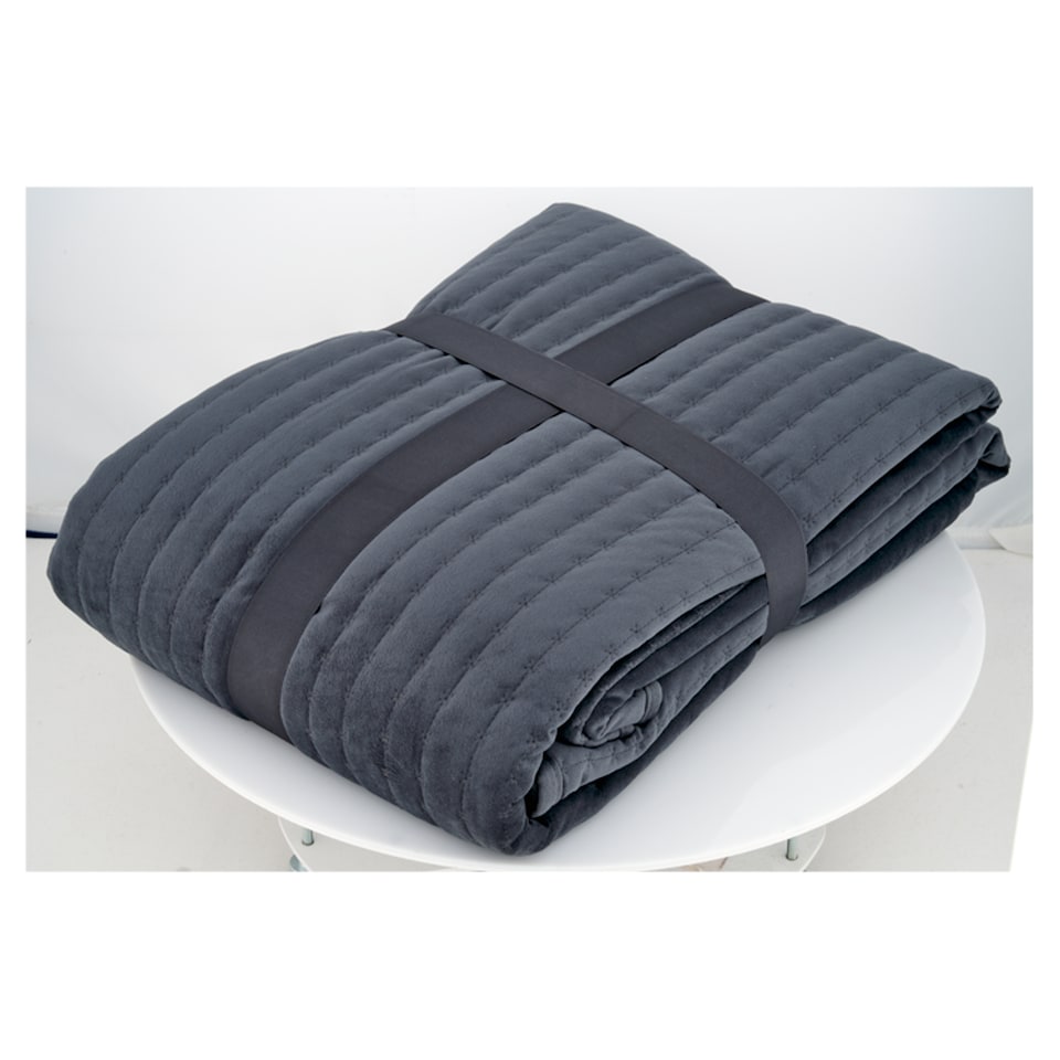 F&F Home Navy Velvet Quilted bedspread