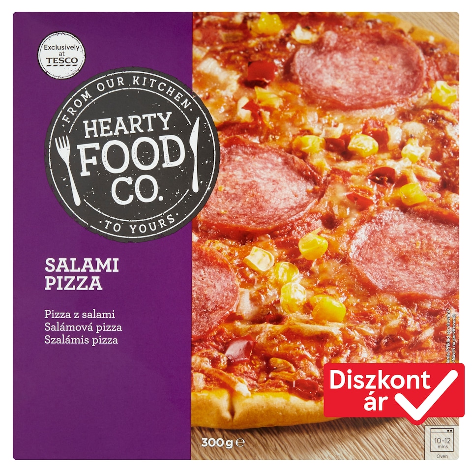 Hearty Food Co. gyorsfagyasztott szalámis pizza 300 g