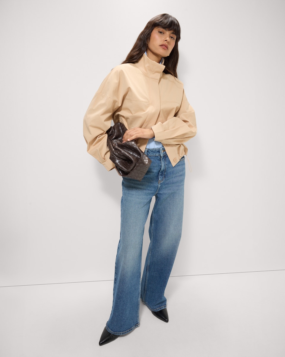 image 1 of F&F Pure Cotton Funnel Neck Jacket in Neutral