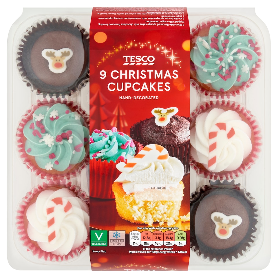 TESCO Christmas 9 Cupcake Platter