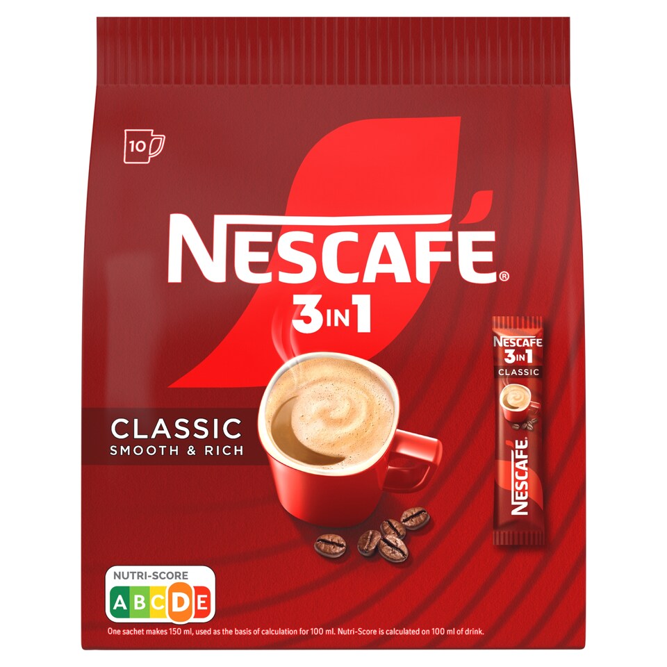 NESCAFÉ 3in1 Classic, Instant Coffee, 10 Bags x 16.5g (165g)