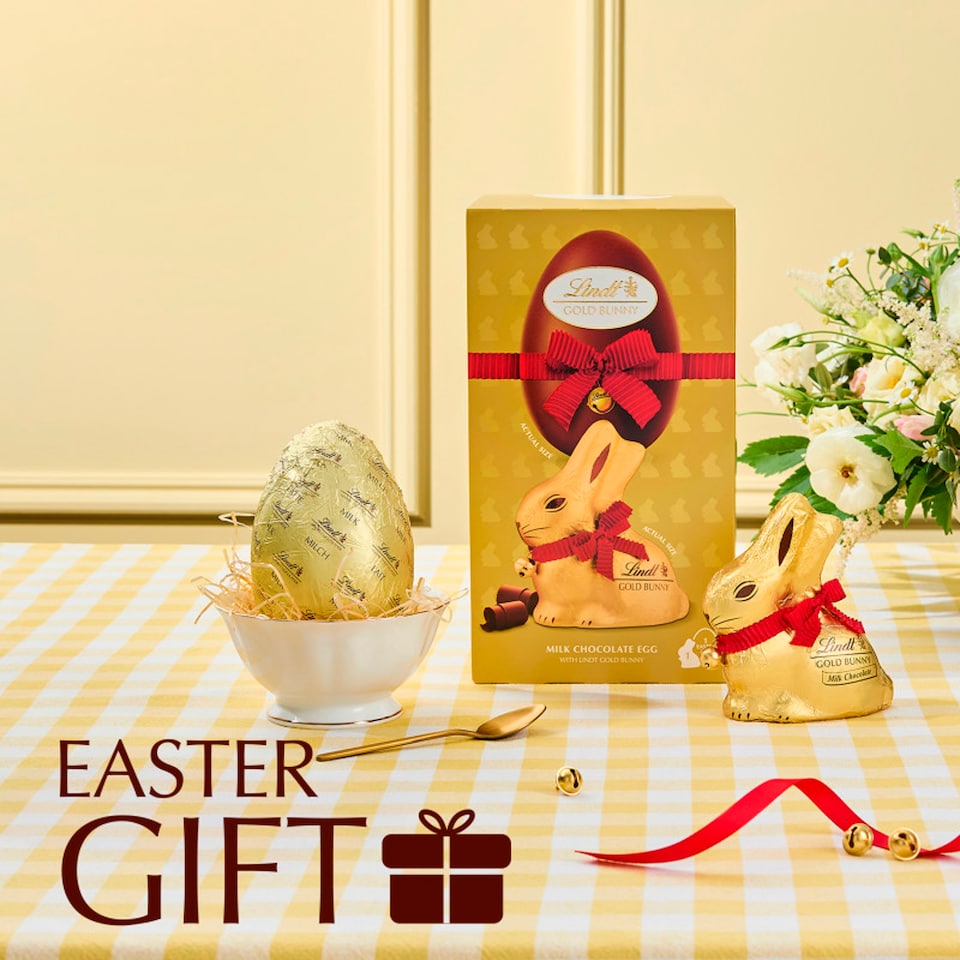 image 1 of Lindt Milk Chocolate Egg with Gold Bunny 195g