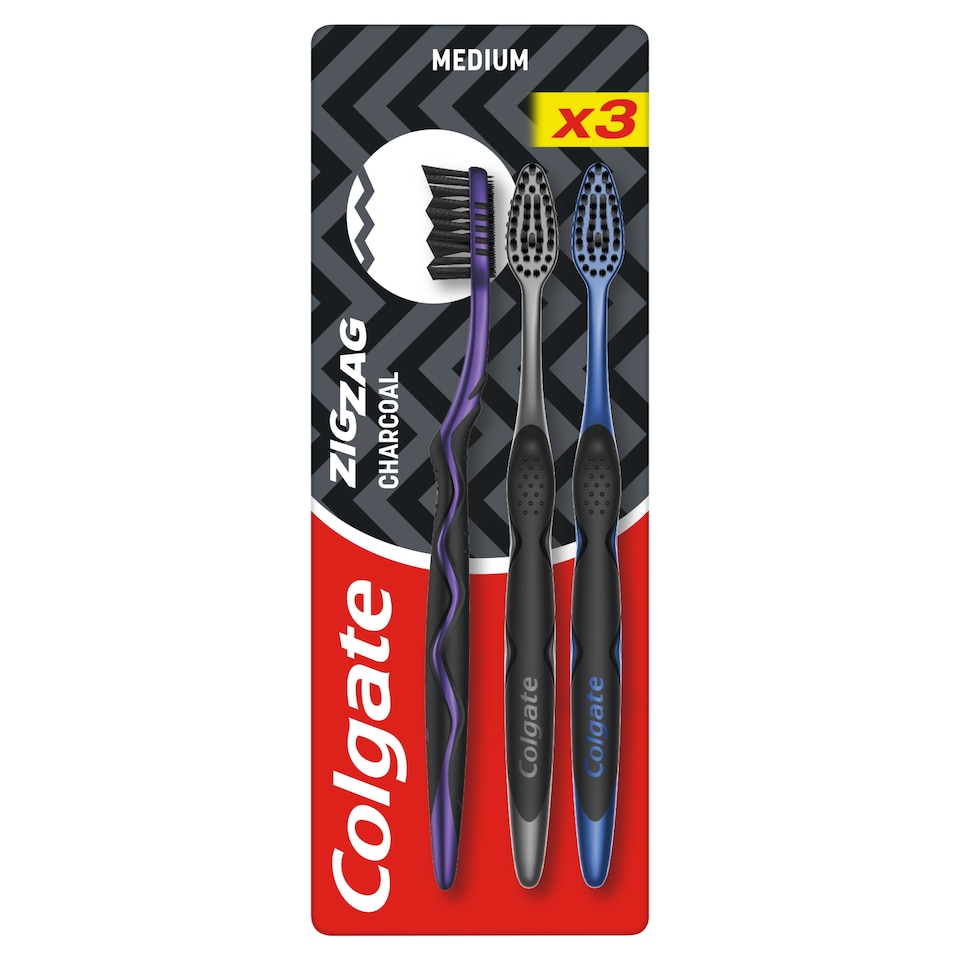 Colgate Zig Zag Charcoal közepes fogkefe 3 db  1. kép