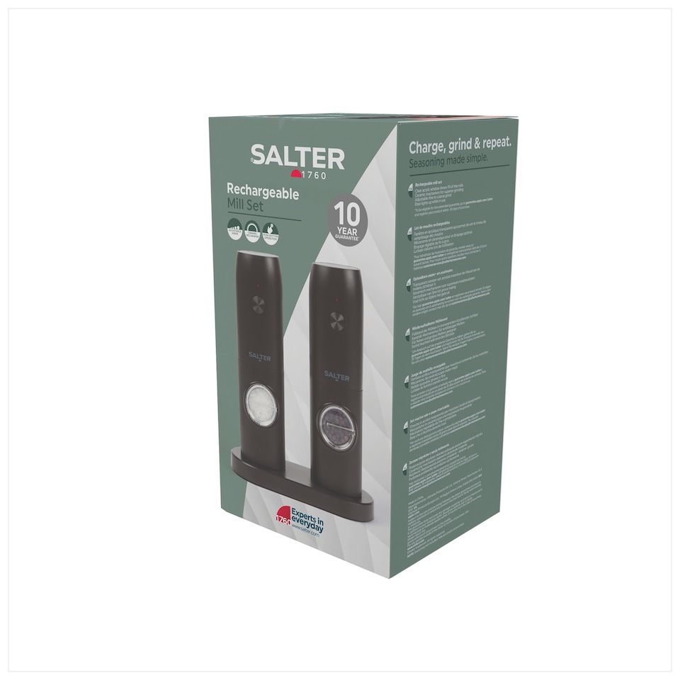 image 1 of Salter Salt & Pepper Mills With Rechargeable Base