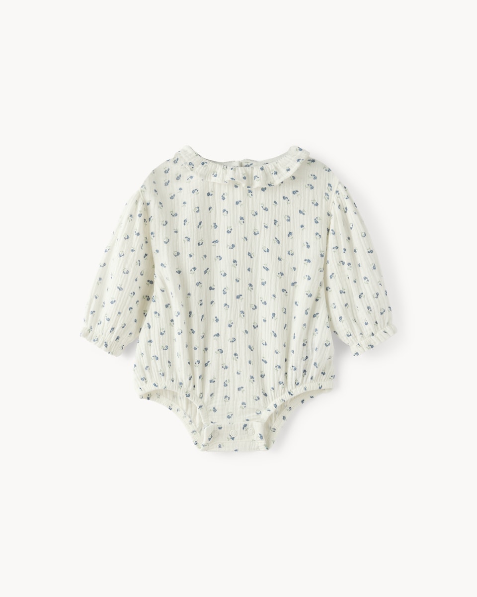 image 1 of F&F Baby Denim Pinny, Bodysuit and Tights Set in Blue