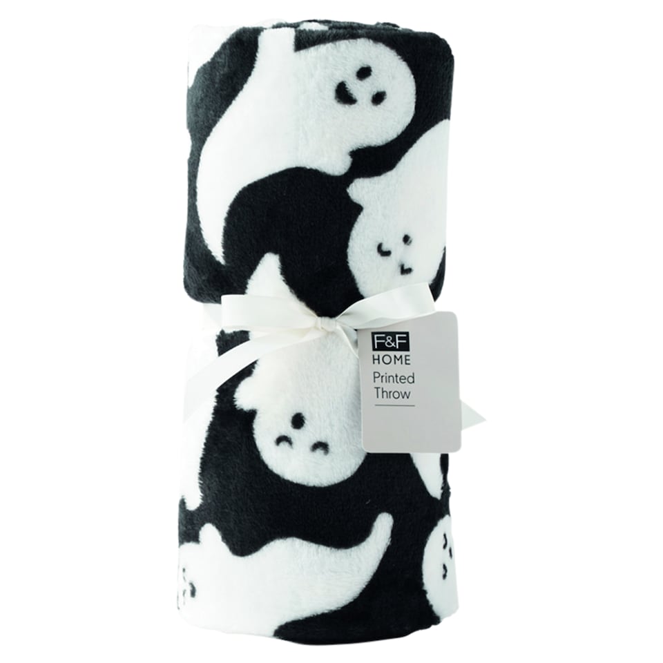 F&F Home Ghost Printed Fleece Throw 125 cm x 150 cm