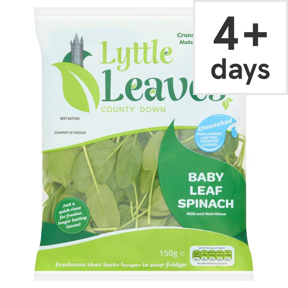 Lyttle Leaves Unwashed Baby Leaf Spinach 150g