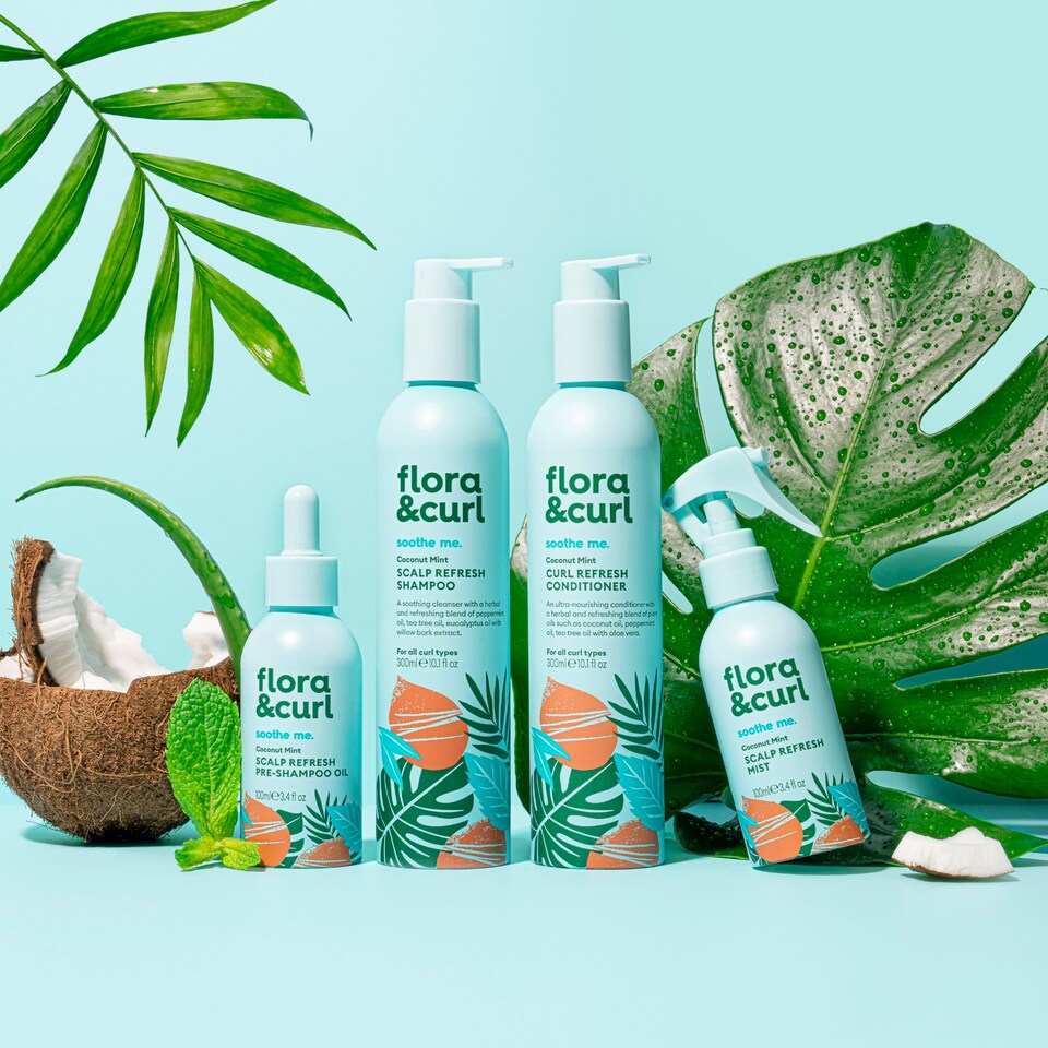 image 1 of Flora & Curl Coconut Mint Scalp Refresh Shampoo 300ml