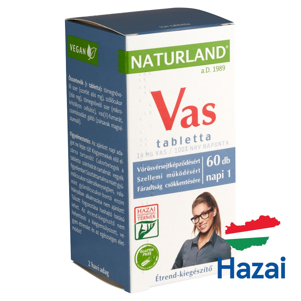 Naturland vas étrend-kiegészítő tabletta 60 db 51,36 g