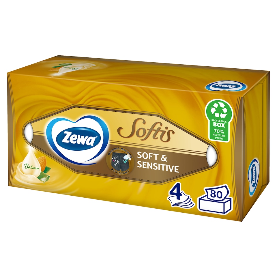 image 1 of Zewa Softis Soft & Sensitive Unscented Facials in Box 4 Ply 80 pcs