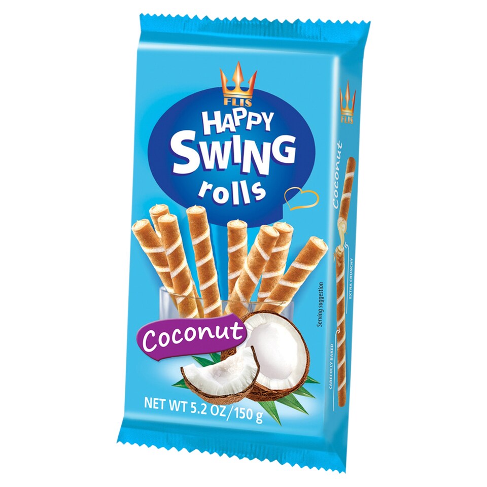 Flis Extra Coconut Wafer Tubes with Coconut Flavor 150 g