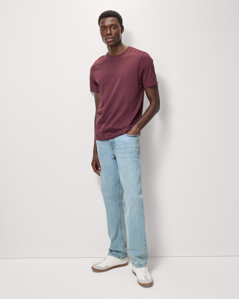 image 1 of F&F Pure Cotton T-Shirt in Burgundy
